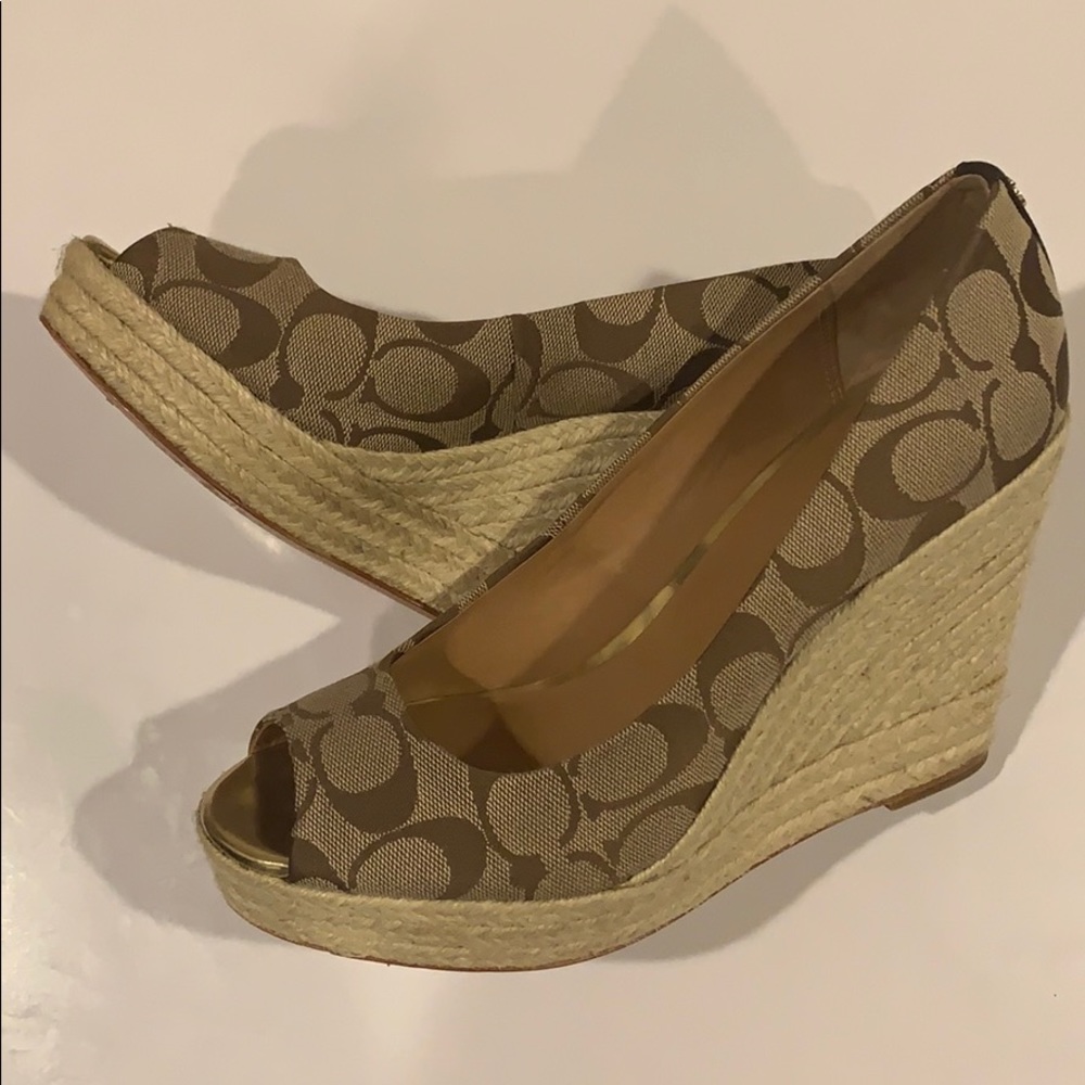 Coach signature wedges -khaki 9 b - Picture 2 of 6